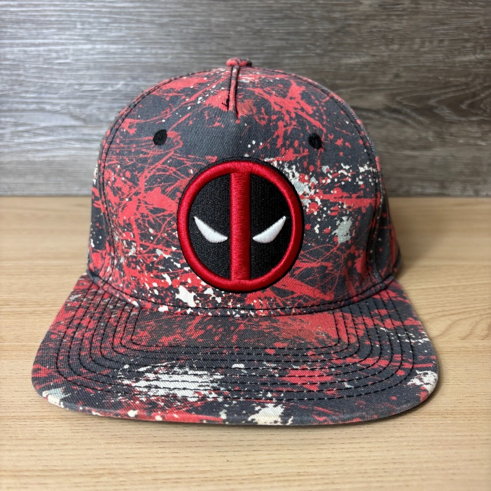 Deadpool Hat Cap Snap Back Black Red Marvel Adjustable Men
